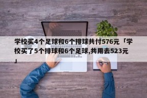 学校买4个足球和6个排球共付576元「学校买了5个排球和6个足球,共用去523元」